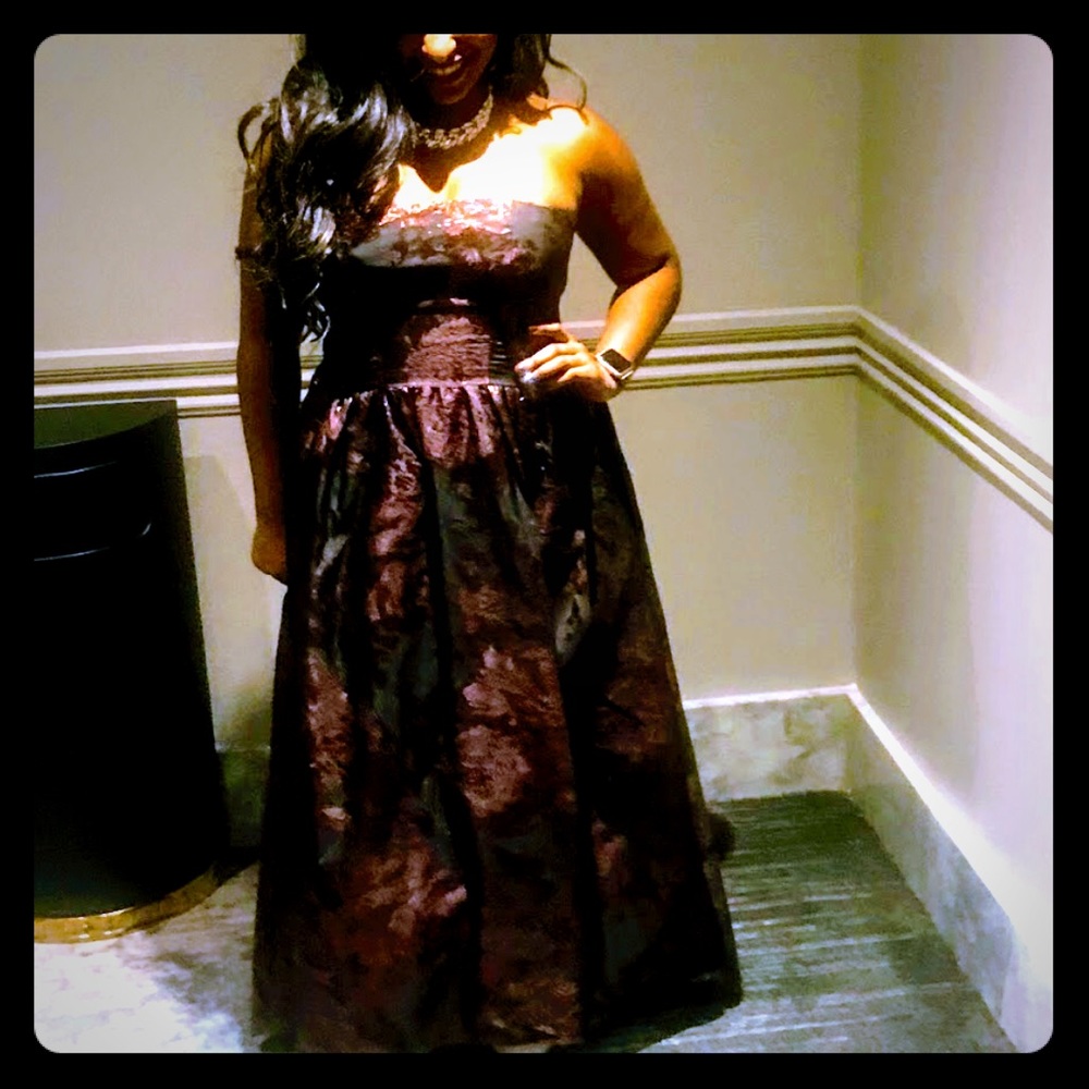 Vera Wang Strapless Metallic Ball Gown size 12